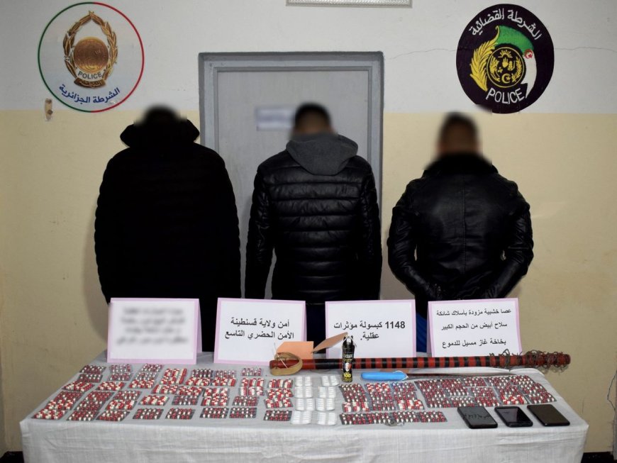 قسنطينة: حجز 1148 قرص من المؤثرات العقلية، وأسلحة بيضاء محظورة