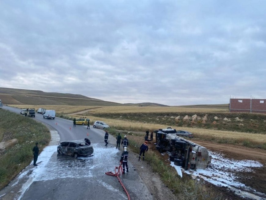 تفحم 6 أشخاص جراء اصطدام بين سيارة و شاحنة بقسنطينة