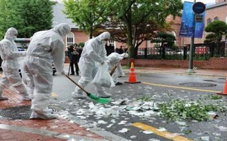 بالون قمامة يهبط على المجمع الرئاسي بكوريا الجنوبية