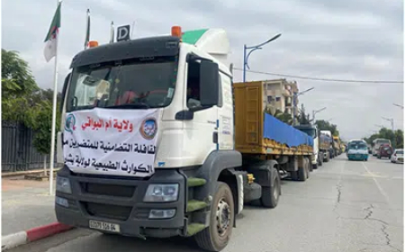 م البواقي: انطلاق قافلة تضامينة تتكون من 6 شاحنات باتجاه ولاية بشار
