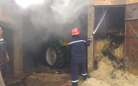 سوق اهراس:  حريق يأتي على جرارات فلاحية وآلات لرش الأدوية 