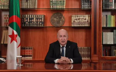 رئيس الجمهورية عبد المجيد تبون خلال كلمة له الى الشعب الجزائري:  "عام 2025 سيكون حافلا بالإنجازات والمكاسب بفضل رؤية الجزائر المنتصرة"