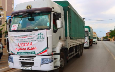 تضم عشرات الشاحنات من المواد الغذائية والمياه المعدنية  : قافلة تضامنية للمتضررين من حرائق الغابات بالشرق
